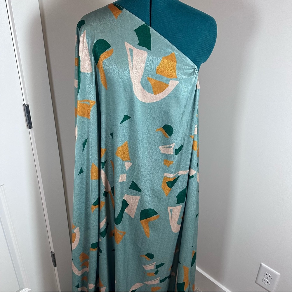 Diarrablu Satu Dress Green and Orange One-Shoulder Asymmetrical Kaftan Size L - Picture 5 of 12